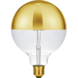 voorkant lamp uit: SPL E27 Globe G125 Kopspiegel Goud 6.5W Extra Warmwit Dimbaar