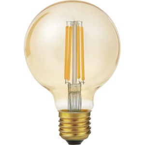 voorkant lamp uit: SPL E27 Fila Globe 6,5W Goud Dimbaar