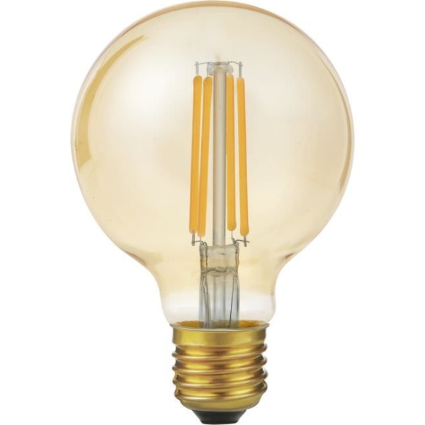 voorkant lamp uit: SPL E27 Fila Globe 6,5W Goud Dimbaar