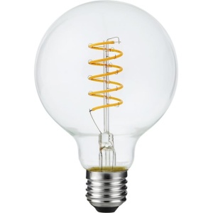 voorkant lamp uit: SPL E27 Fila Globe Spiraal 4.5W Flame Helder Dimbaar