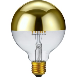 voorkant lamp uit: SPL E27 Fila Globe 95 Kopspiegel Goud 6,5W Extra Warmwit Dimbaar