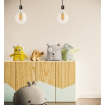 sfeerbeeld twee lampen aan: SPL E27 Globe 125 7W Flame Helder Dimbaar