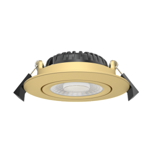 Ronde LED inbouwspot messing dimbaar met zwarte koelvinnen