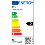 Energielabel SPL LED PLC G24q 6W 830 4 Pins Warmwit Opaal 14,8CM