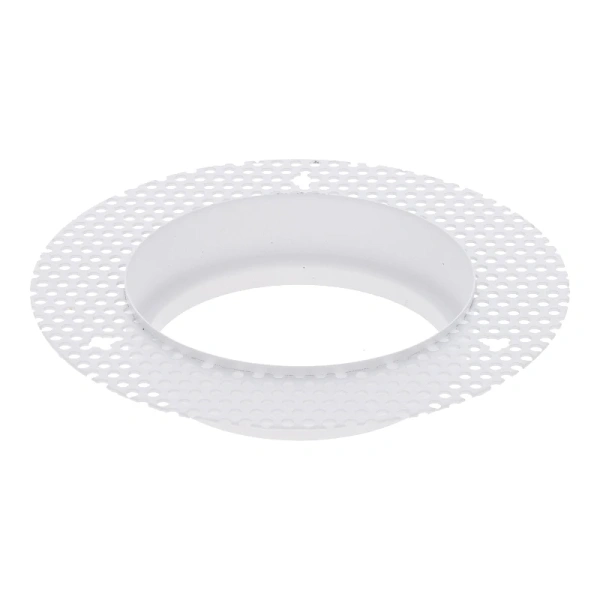 Wit trimless stucframe voor inbouwspots rond met perforatierand