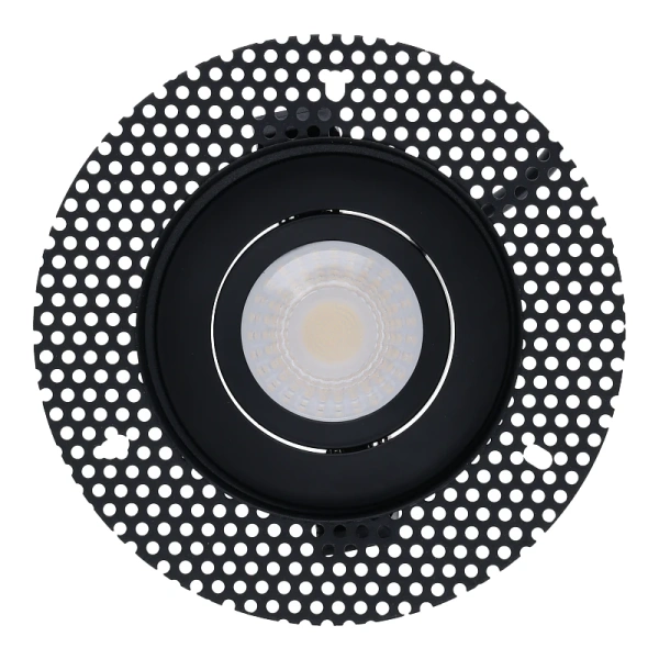 Zwart trimless stucframe voor inbouwspot rond 75-80 mm