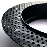 Detailbeeld van zwarte stucframe