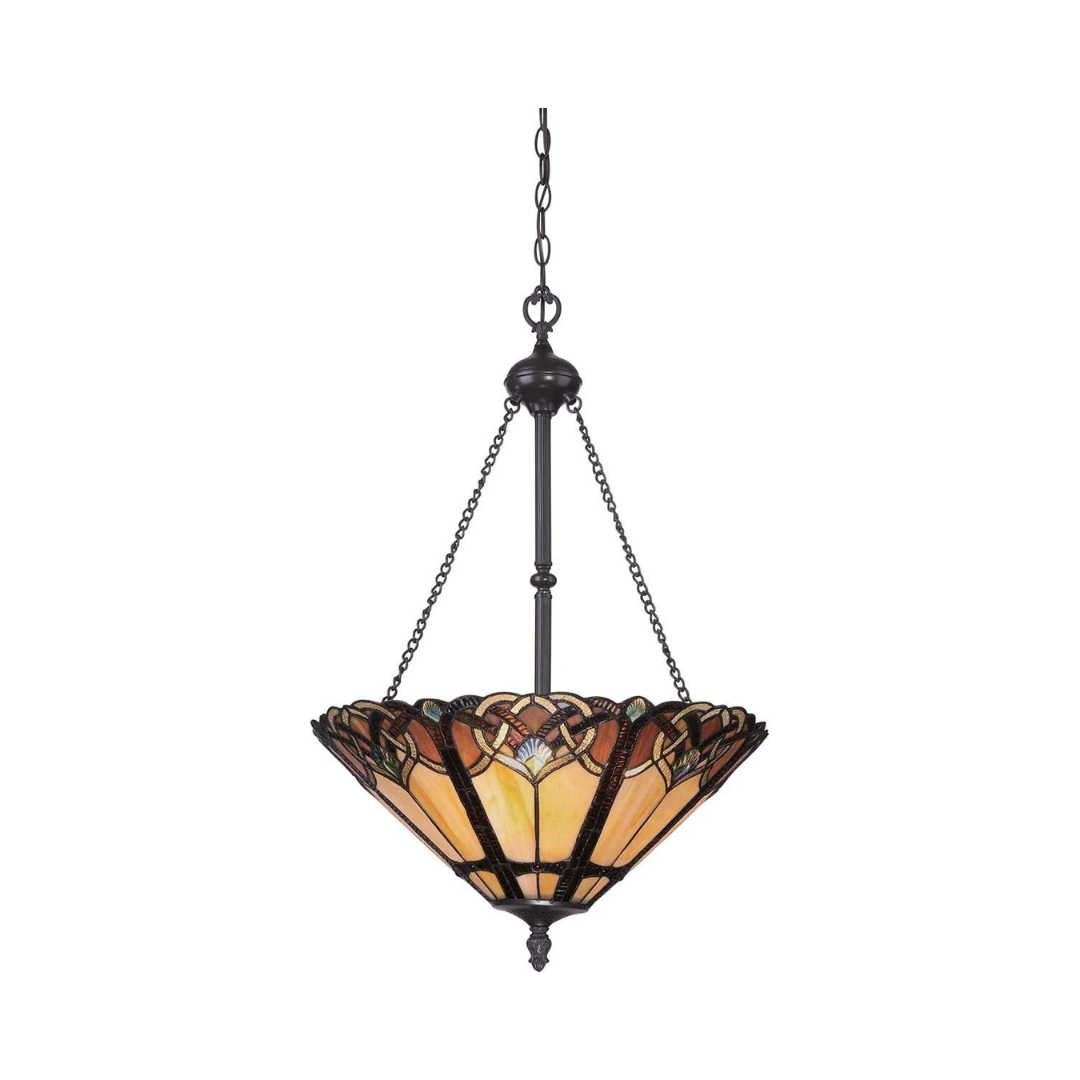 tiffany hanglampen Tiffany hanglamp glas-in-lood kap in amber en bruin tinten