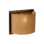 Bamboe wandlamp naturel met zwarte achterplaat van Lucide