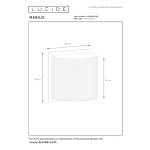 Scandinavische bamboe wandlamp naturel Lucide MAGIUS maattekening met afmetingen