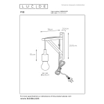 Maattekening wandlamp Scandinavisch hout FIX Lucide wit met afmetingen