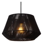 Zwarte Scandinavische hanglamp met drie lichtpunten en gevlochten koordstructuur