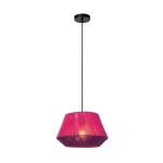 Hanglamp roze textielkap met zwarte ophanging