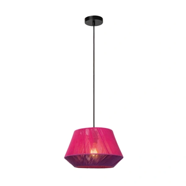 Hanglamp roze textielkap met zwarte ophanging