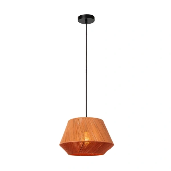 Hanglamp terracotta met zwarte ophanging en conische kap van Lucide