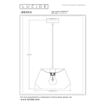 Hanglamp Scandinavisch JESSICA terracotta maattekening met afmetingen en ophangsysteem