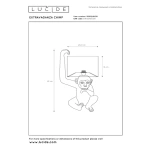 Tafellamp Retro Extravaganza Chimp Lucide zwart maattekening met afmetingen