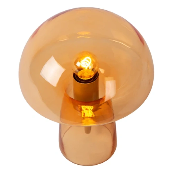 10514-01-53 det1 Oranje glazen paddenstoel tafellamp met zichtbare filamentlamp Lucide