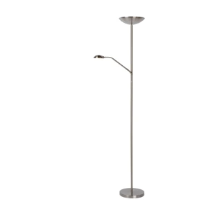 Moderne leeslamp mat chroom met dimbare uplighter en verstelbare arm
