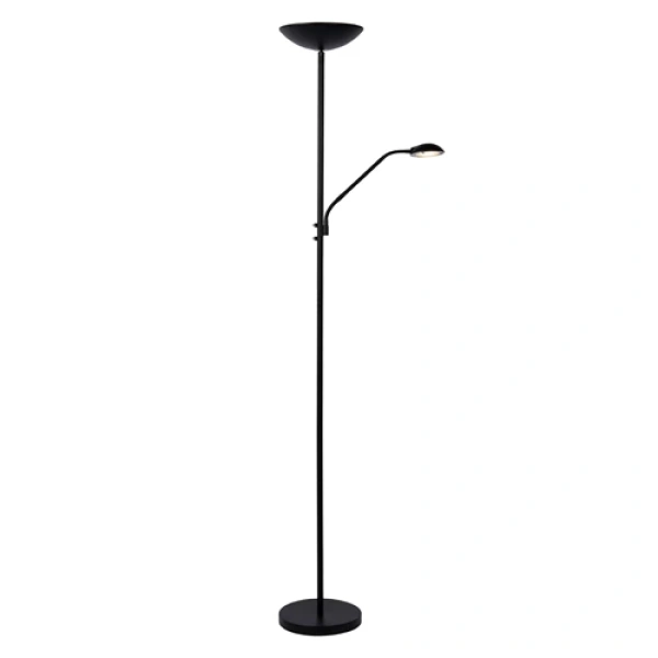 Zwarte moderne leeslamp met verstelbare arm en uplighter Lucide