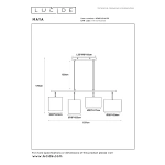 Maattekening hanglamp Scandinavisch 4-lichts zwart Lucide MAYA