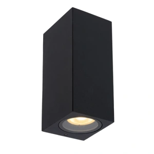 Zwarte aluminium wandlamp Up Down GU10 fitting Lucide Zaro