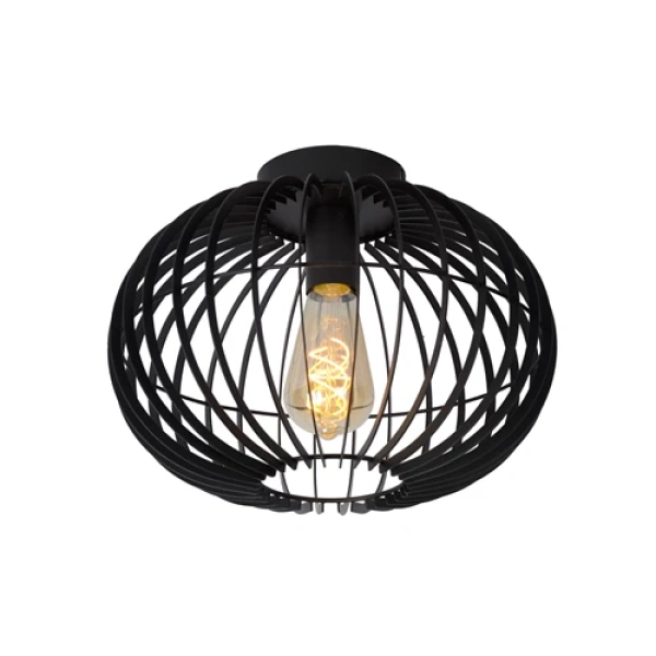 Zwarte metalen plafondlamp 32 cm met open draadstructuur