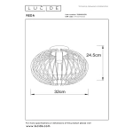 Maattekening plafondlamp Lucide REDA zwart 32 cm diameter 24,5 cm hoogte