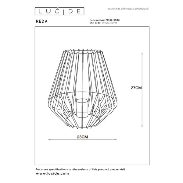 Maattekening tafellamp Lucide REDA zwart 27x23 cm