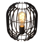 Zwarte metalen tafellamp 22 cm met open draadframe en zichtbare gloeilamp