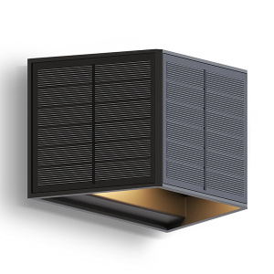 Zwarte solar wandlamp met up en down licht van Calex