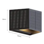 Calex solar wandlamp Caserta zwart vierkant maattekening met afmetingen 96x154 mm