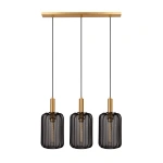 Hanglamp zwart met drie lichtpunten en messing accenten Lucide