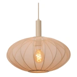 Beige Scandinavische hanglamp 50cm met stoffen kap en zichtbare lichtbron