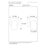 Maattekening moderne witte plafondspot 1-lichts cilinder Lucide PUNCH