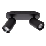 Zwarte rechthoekige plafondspot met twee verstelbare lichtspots van Lucide