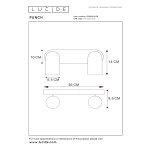 Maattekening moderne zwarte plafondspot 2-lichts rechthoek Lucide PUNCH