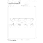 Maattekening moderne witte plafondspot 4-lichts rechthoek Lucide PUNCH