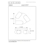 Maattekening moderne plafondspot 3-lichts rond zwart Lucide PUNCH