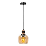 Hanglamp amber glas Ø18 cm met zwarte fitting Lucide