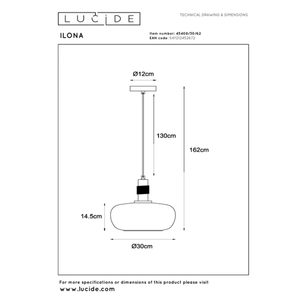 Maattekening hanglamp Ø30 cm amber ILONA Lucide