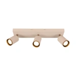 Drie-lichts plafondspot beige met goudkleurige binnenrand