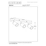 Regina plafondspot met drie richtbare lampen maattekening