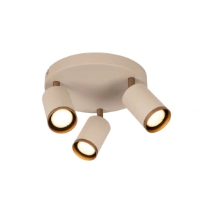 Plafondspot taupe met drie verstelbare GU10 lichtpunten Lucide