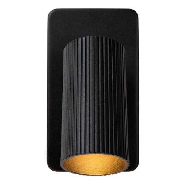 Zwarte moderne wandlamp met cilindrische geribbelde kap van Lucide