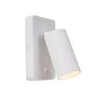 Witte moderne wandlamp met geribbelde cilindrische kap van Lucide