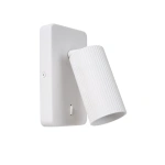 Witte moderne wandlamp met verstelbare geribbelde cilinderkap Lucide