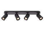 Moderne plafondspot vierlichts rechthoek zwart met verstelbare cilinderkoppen Lucide