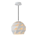 Witte hanglamp 25 cm met geometrisch metalen kap Lucide