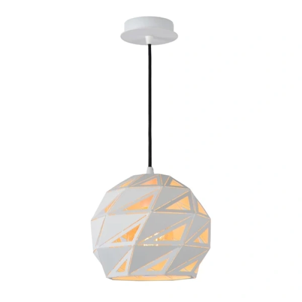 Witte hanglamp 25 cm met geometrisch metalen kap Lucide